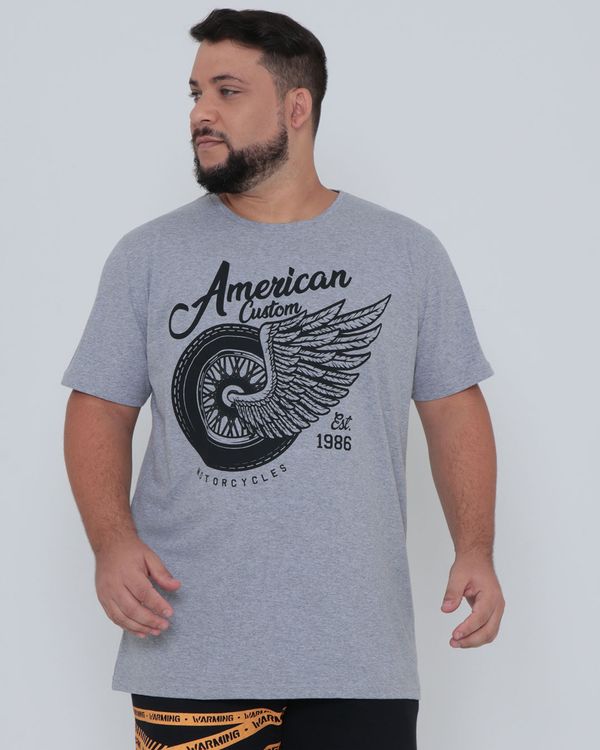 Camiseta Plus Size American Custom Cinza G4