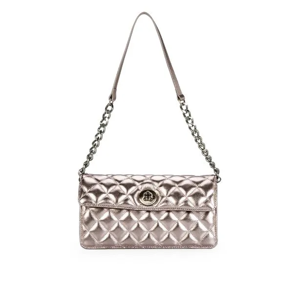 Bolsa Clutch Matelassê Couro Cinza Pewter