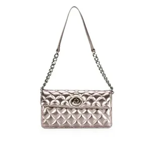 Bolsa Clutch Matelassê Couro Cinza Pewter
