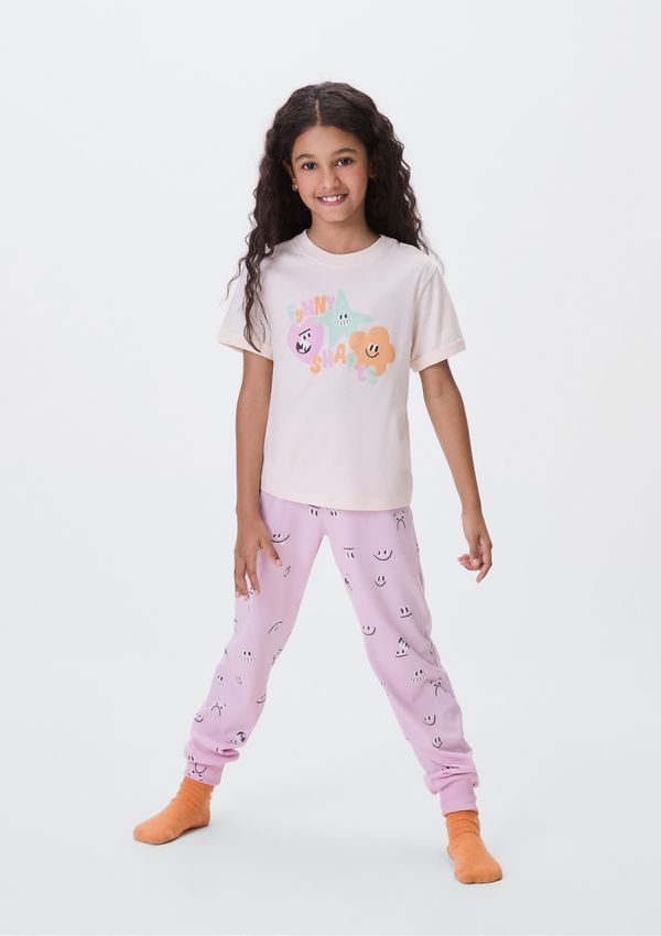 Pijama Infantil Menina Regular Com Estampa Brilha no Escuro - Rosa 012