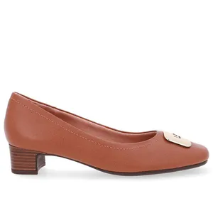 Scarpin Couro Marrom Bico Quadrado 39