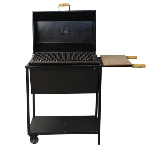 Churrasqueira Parrilla Bafo Grande Com Rodas Brasa Forte Preta