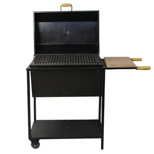 Churrasqueira Parrilla Bafo Grande Com Rodas Brasa Forte Preta