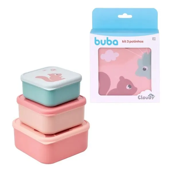 Kit 3 Potinhos Cloudy Rosa Buba 21762