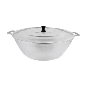 Panela Tacho Restaurante Alumínio Fundido Polido 70cm 62L Prata com Cabos de Madeira Diviforte Panela Tacho Restaurante Alumínio Fundido Polido 70cm 62L Prata Diviforte