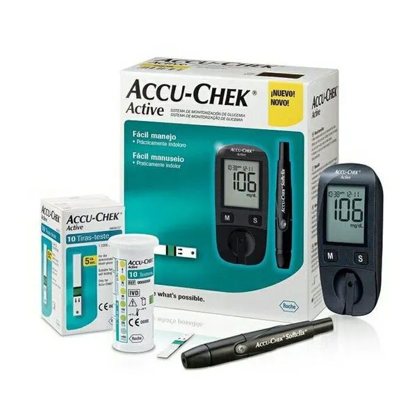 Medidor de Glicemia Roche Accu-Chek Kit Ap Active Monitor Glicemia /Dl