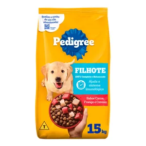 Ração Pedigree Cães Filhotes Raças Médias e Grandes Carne Frango e Cereais 15 kg