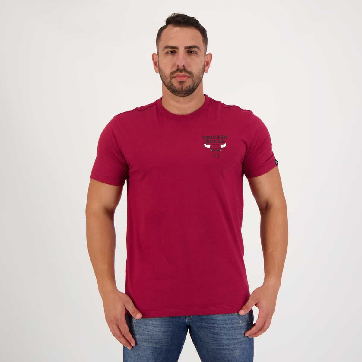 Camiseta New Era NBA Chicago Bulls Basic Vermelha Escuro