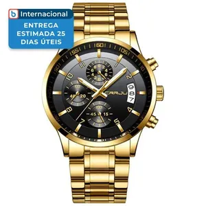 Relógio Masculino Cronógrafo CRRJU Preto/Dourado CJ2214GB A-MBI