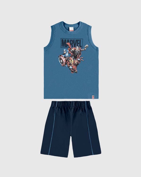 Conjunto Infantil Menino Regata Estampa Avengers Marvel Malwee Kids Azul - 8