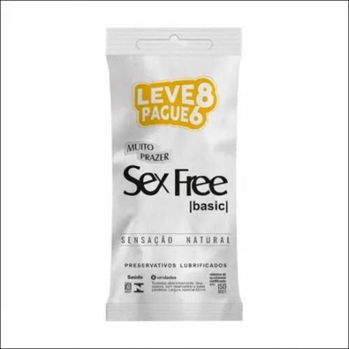 Preservativo Lubrificado Sex Free Basic 8 Unidades