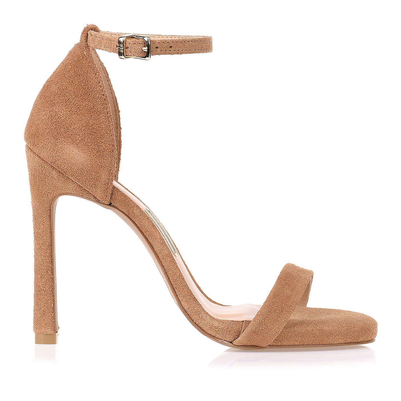 Sandália Salto Alto New Suede Tan