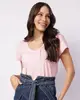 Camiseta Feminina Algodão Básica Rosa P