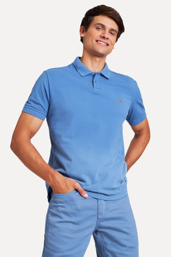 Polo Piquet Corrosao Azul Jeans - Ggg