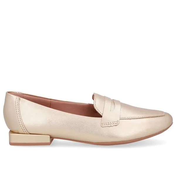 Loafer Dourado Couro Básico 37