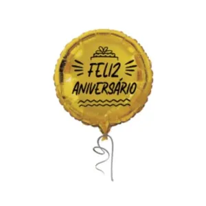 Balão BR Festas Bola Dourado Feliz Aniversário BALAO BR FESTAS BOLA DOURADO FELIZ ANIVE