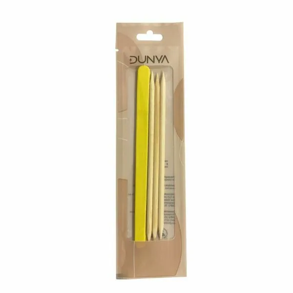 Kit Dunya 3 Lixas De Unha Canário e 3 Palitos Duas Pontas
