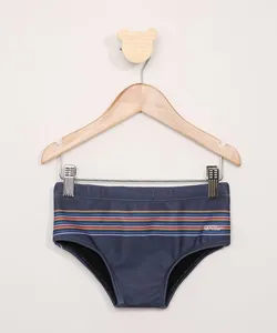 Sunga Infantil Pipe Tal Pai Tal Filho Slip com Listras Proteção UV50+ Azul Marinho 6