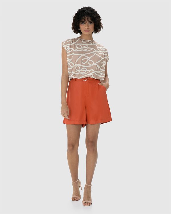 Bermuda Feminina Alfaiataria Com Cinto Em Crepe - ENFIM Laranja - M