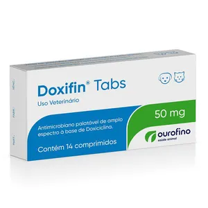 Doxifin Tabs 50mg Antimicrobiano para Cães e Gatos 14 comprimidos