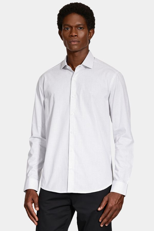 Camisa Manga Longa Slim Moscou Micro Xadrez Branco Com Preto - P