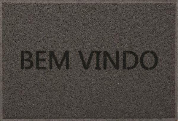 Capacho em Vinil Light 40x60cm Bem Vindo Cinza Kapazi