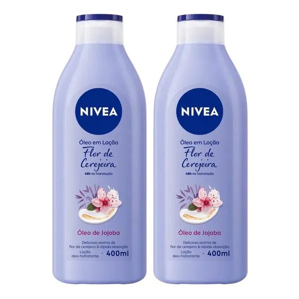 Kit Creme Hidratante Nivea Óleos Essenciais Flor de Cerejeira E Óleo de Jojoba 400ml - 2 Unidades