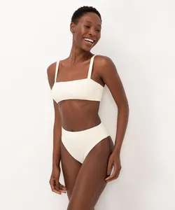 calcinha biquíni hot pant texturizada proteção uv off white P