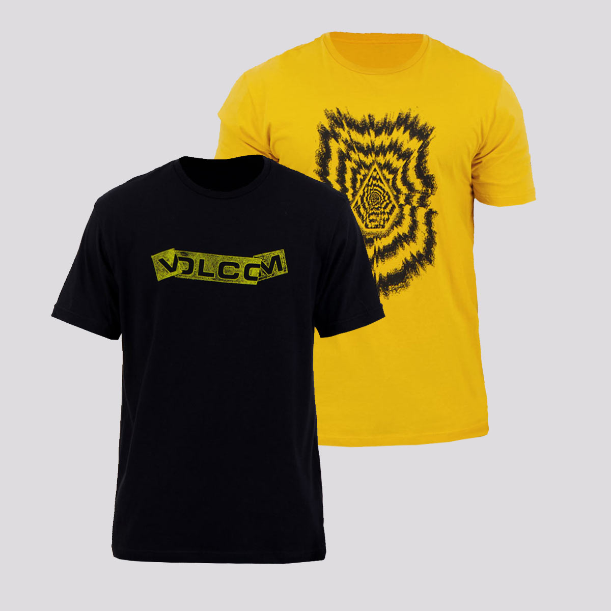 Kit de 2 Camisetas Volcom Silk Preta e Amarela
