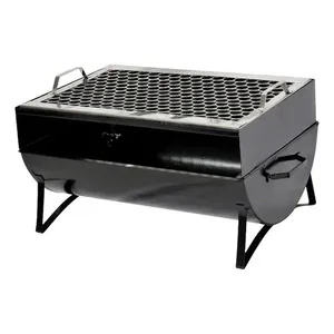 Churrasqueira a Carvão Portátil Aço Carbono com Grelha Inox Preta Ouro Minas Praia Campo 44x30x24cm Churrasqueira Portátil Aço Carbono com Grelha Inox Preta Ouro Minas