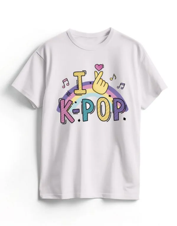 Camiseta Algodão Branca K-Pop Finger Heart G / Branco