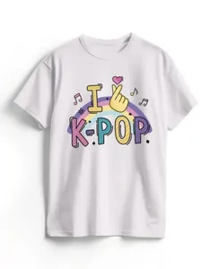 Camiseta Algodão Branca K-Pop Finger Heart M / Branco