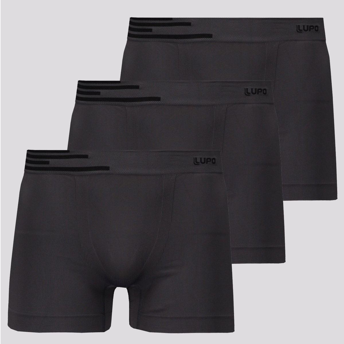 Kit de 3 Cuecas Boxer Lupo Fiber Chumbo