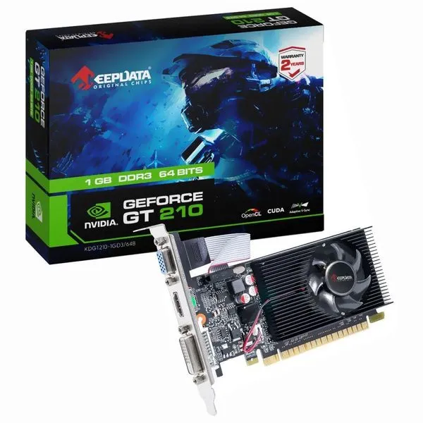 Placa de Vídeo Geforce GT210 1GB DDR3 Low Profile KDGT210-1GD3-64B para Pc Compacto Keepdata Placa de Vídeo Geforce GT210 1GB DDR3 Low Profile KDGT210-1GD3-64B Keepdata