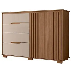 Cômoda Texas 4 Gavetas em MDF com Corrediças Telescópicas Fendi Estilo Moderno para Quarto Cômoda Texas 4 Gavetas em MDF com Corrediças Telescópicas Fendi para Organização do Quarto