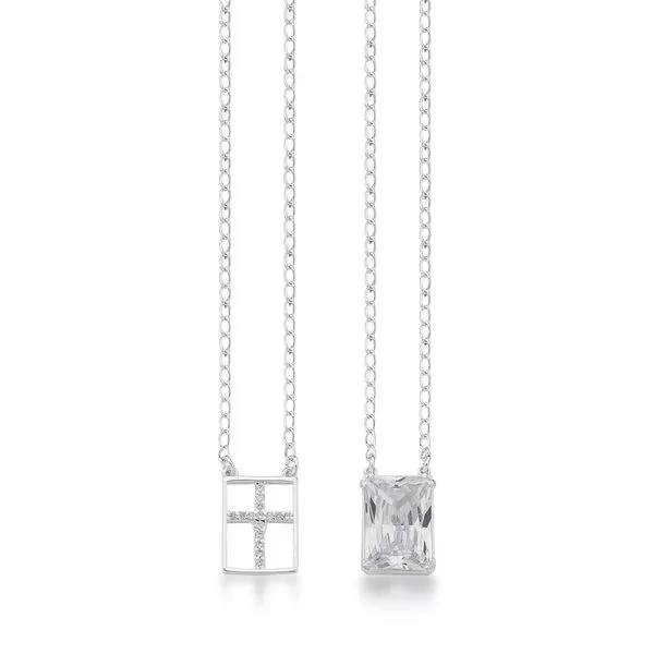 Escapulário Com Zirconia Cristal Prata 925 - 70cm