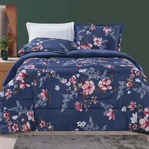 Edredom Júlia Casal Queen 03 Peças Tecido Dupla Face Microfibra 200 Fios Floral - Encantada