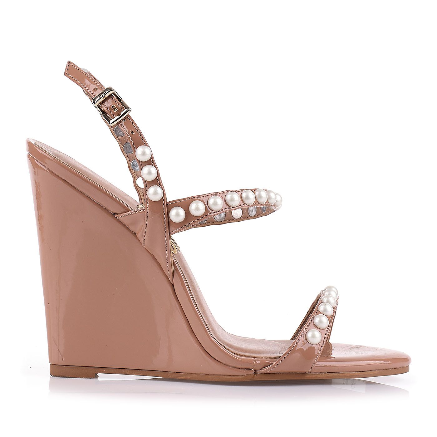 Anabela Alta Verniz Nude