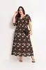 Vestido Longo em Malha De Viscose com Drapeado Estampado Marrom G