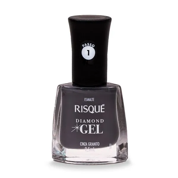 Esmalte Risqué Diamond Gel Cinza Granito Cremoso 9,5ml