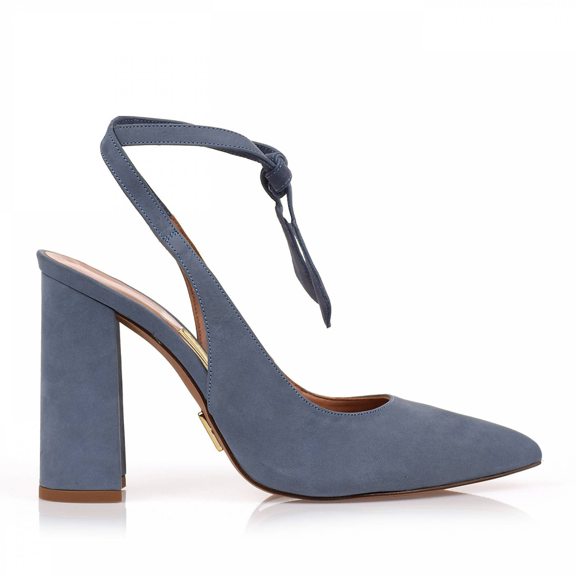 Slingback Salto Alto Nobuck Denim