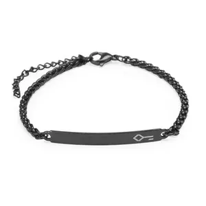 Pulseira Coordenadas de Aço Preta Personalizável Preta Ajustável