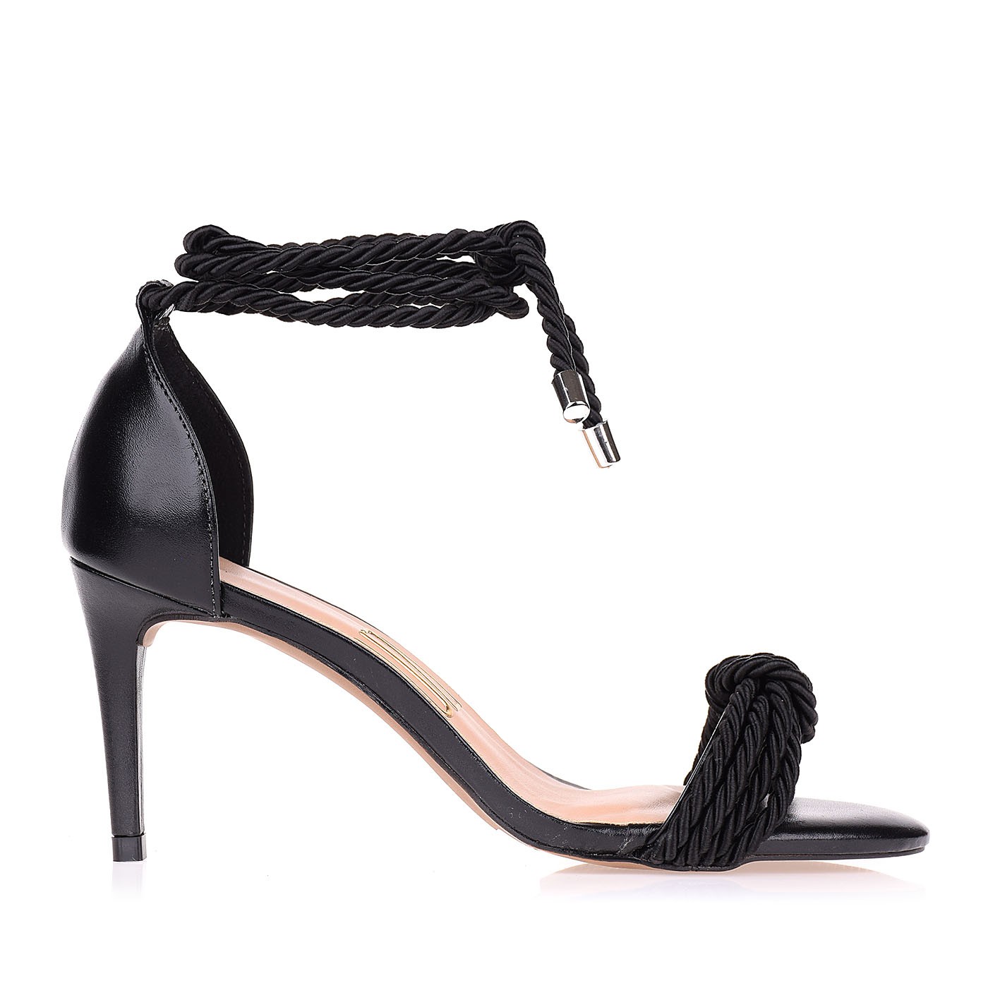 Sandália Salto Médio Cord Preto