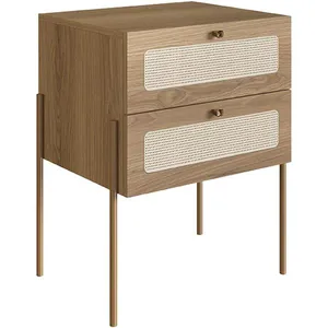 Mesa de Cabeceira 02 Gavetas com Telinha Industrial Indy A03 Hanover Dourado - Lyam Decor