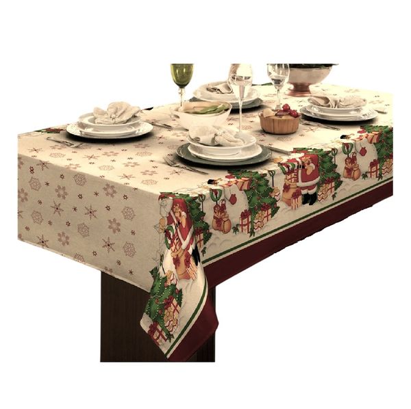 Toalha Mesa Retangular Gourmet 140x290cm Natal Noel Raner