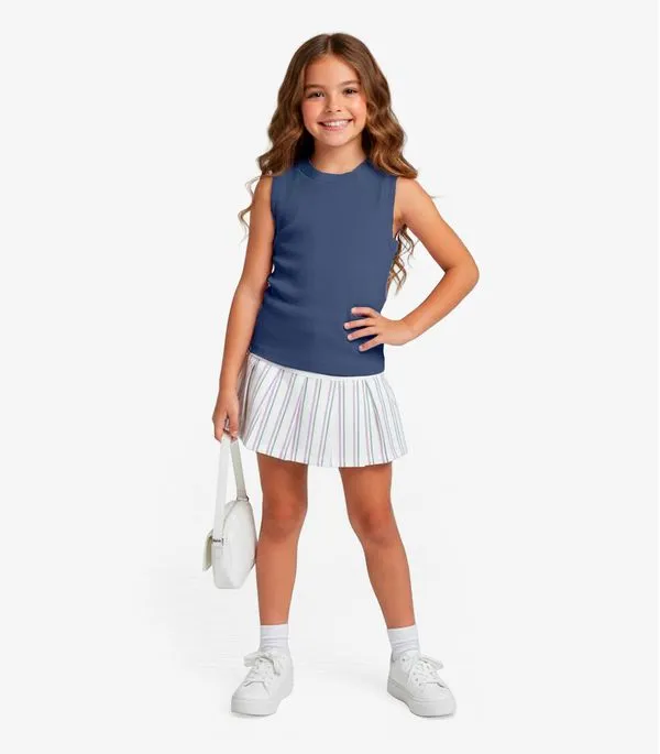Regata Básica Infantil Menina Lisa Soletex Azul 4