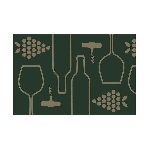 Kit de tapete e passadeira de cozinha Taça 40x120cm poliamida verde Kapazi