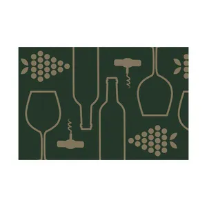 Kit de tapete e passadeira de cozinha Taça 40x120cm poliamida verde Kapazi