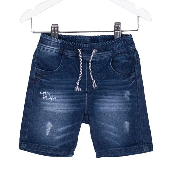Bermuda Masculina - 1 Até 12 Meses - Mania Jeans - Elástico E Cordão - Algodão - Azul - P, M, G Bermuda Masculina - Idade Em Meses: De 1 Até 12 - Mania Jeans - Bermuda - Algodão - Azul - G