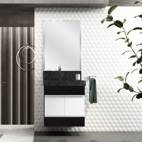 Toucador Sem Lavatório Para Banheiro Slim 60Cm Preto Bumi